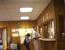 The reception desk at Stryn youth hostel